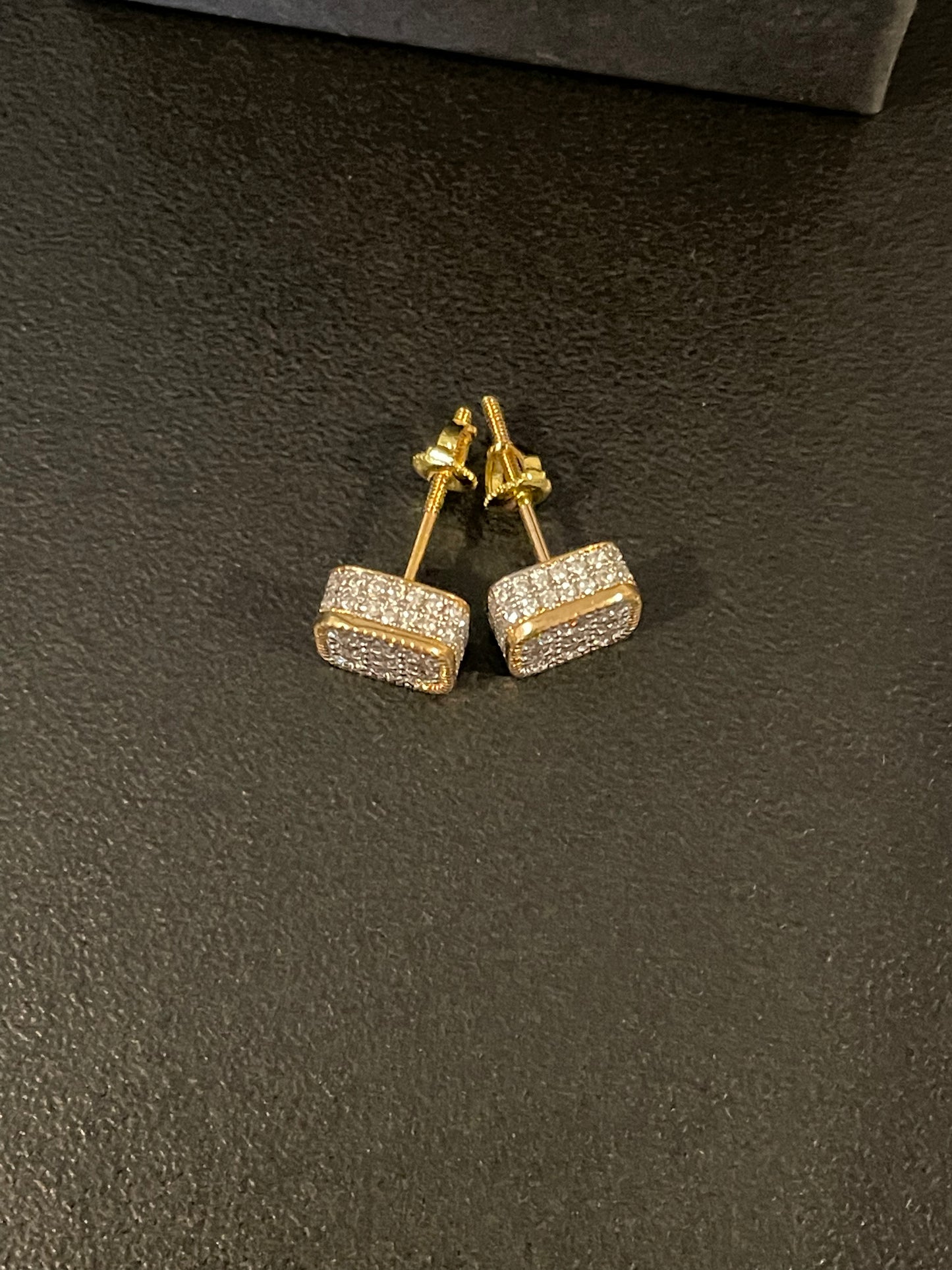 CZ gold square earrings