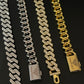 12mm Gold Cuban Link CZ necklace (light)