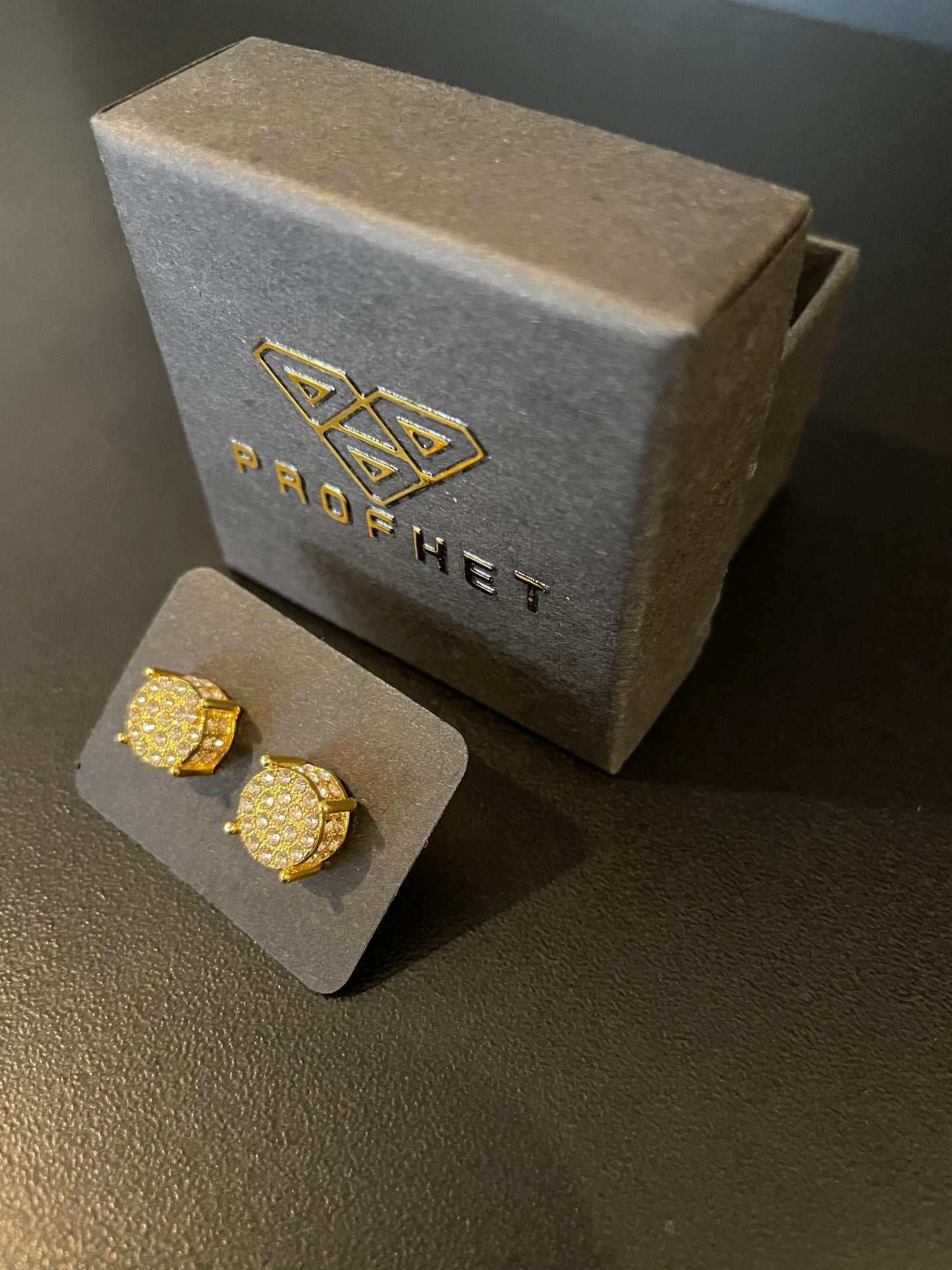 Zircon gold round earrings