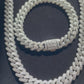 12mm White Gold Cuban Link CZ necklace (heavy)