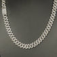 12mm Silver Cuban Link CZ necklace (light)