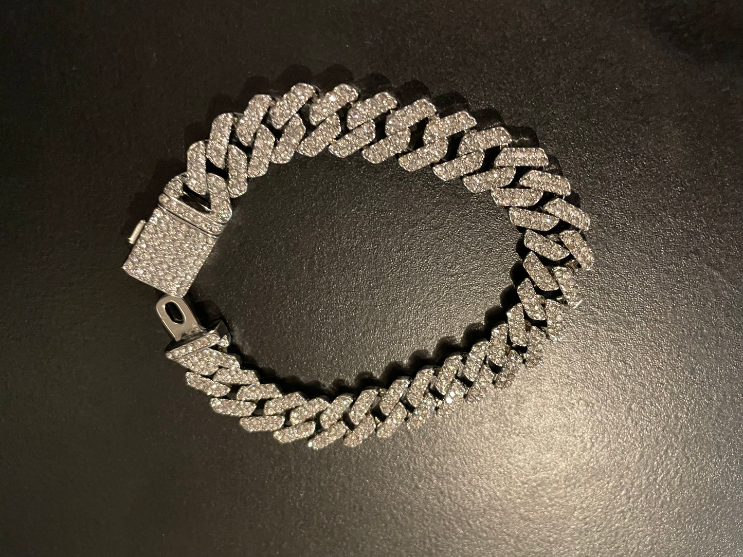 12mm Silver Cuban Link CZ bracelet (light)